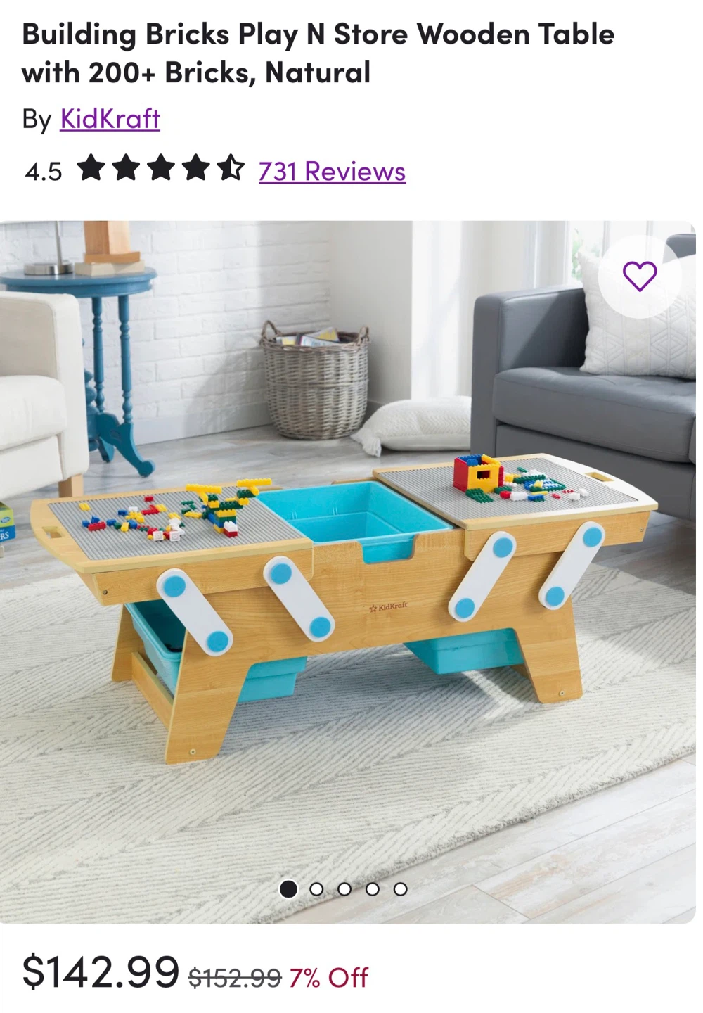 New Lego Table - KidKraft Building Bricks Play