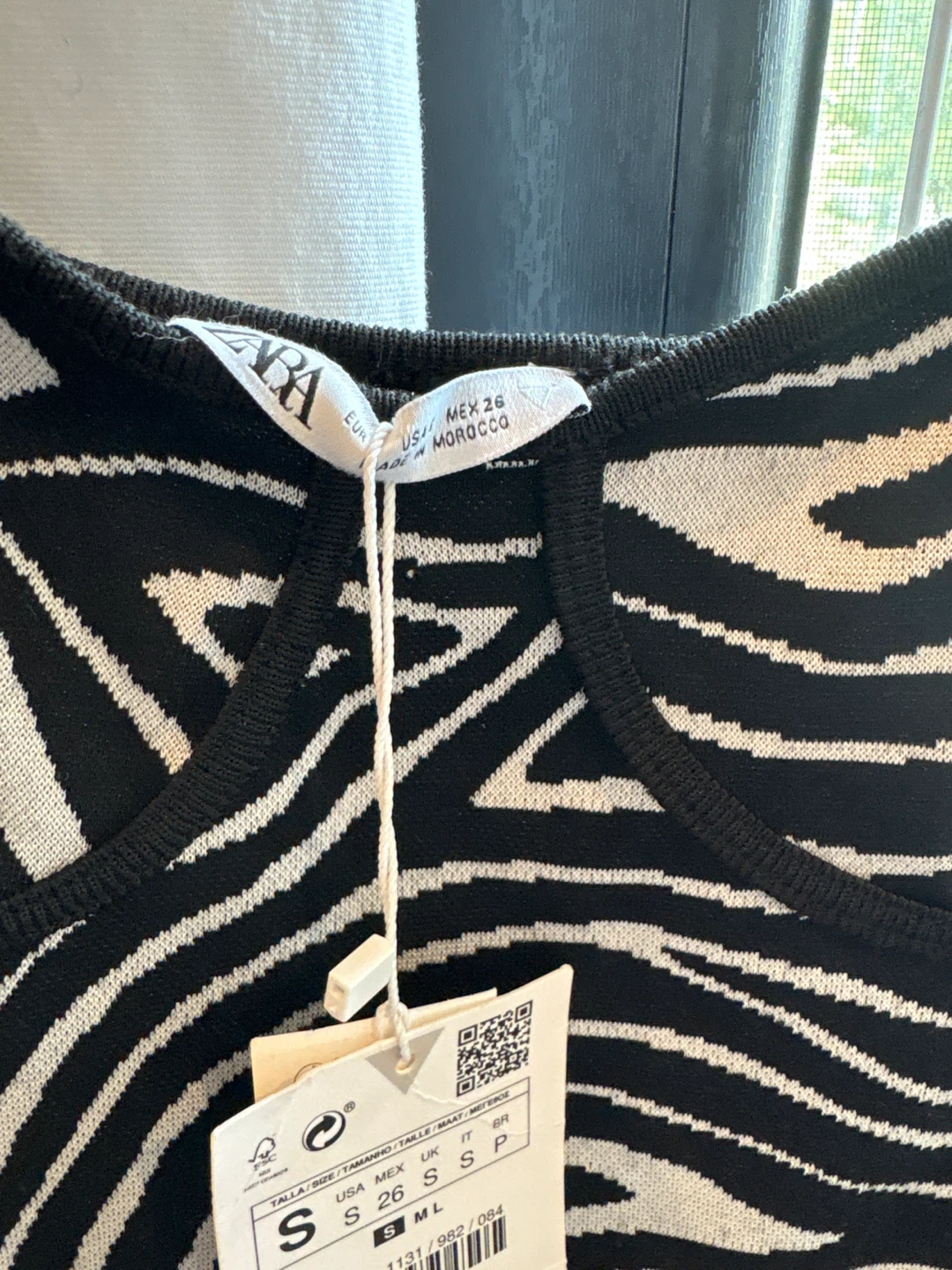 ZARA Women's Black & White Zebra Print Knit Dress Size S - photo 3