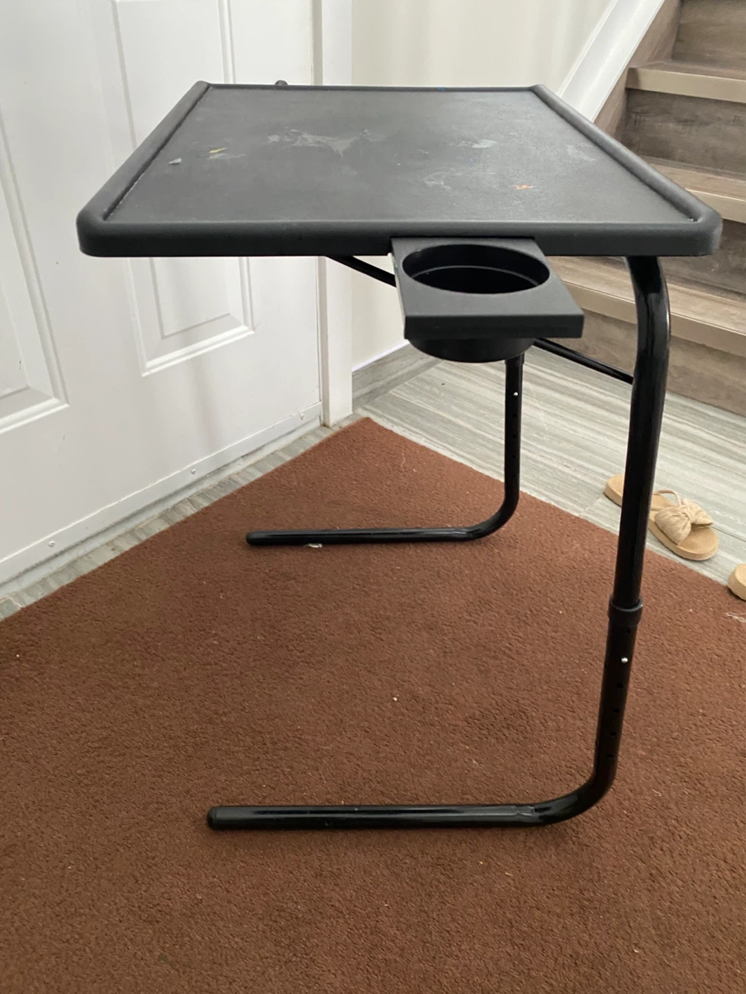 Adjustable Black Tray Table with Cup Holder - photo 2