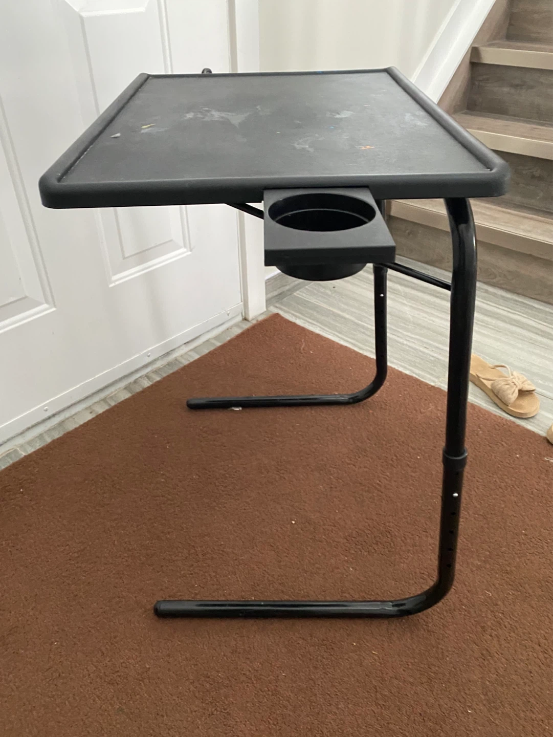 Adjustable Black Tray Table with Cup Holder - photo 3