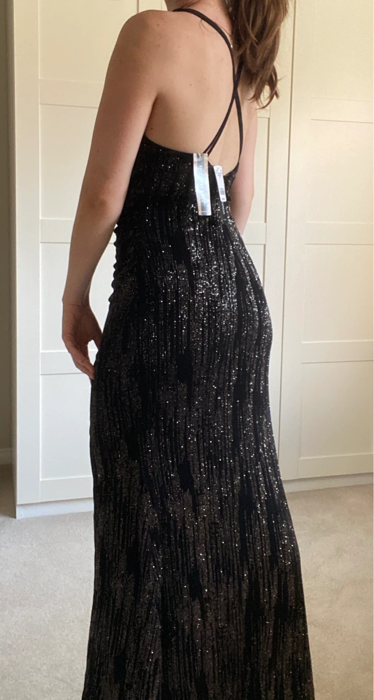 Original Le Château Black Sequin Halter Maxi Dress - photo 4
