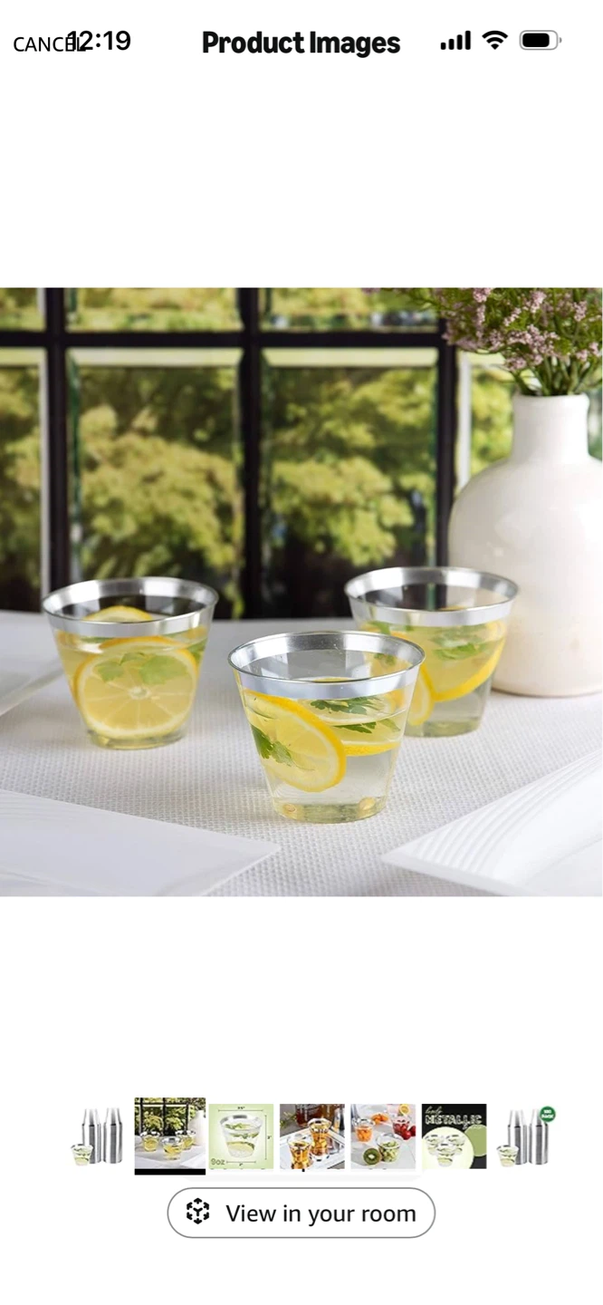New-Pack of 50 9oz Clear Plastic Cups with Silver Rim - photo 3