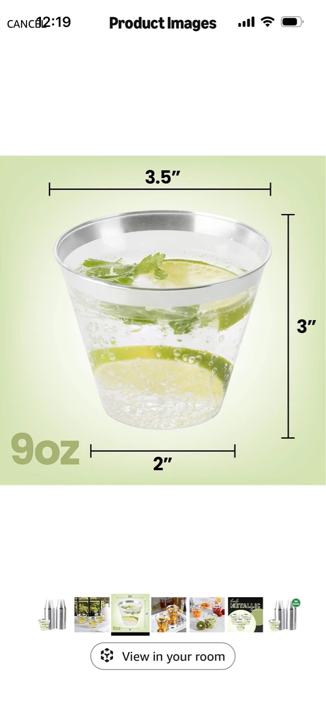 New-Pack of 50 9oz Clear Plastic Cups with Silver Rim - photo 2