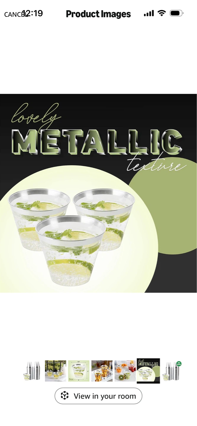 New-Pack of 50 9oz Clear Plastic Cups with Silver Rim - photo 4