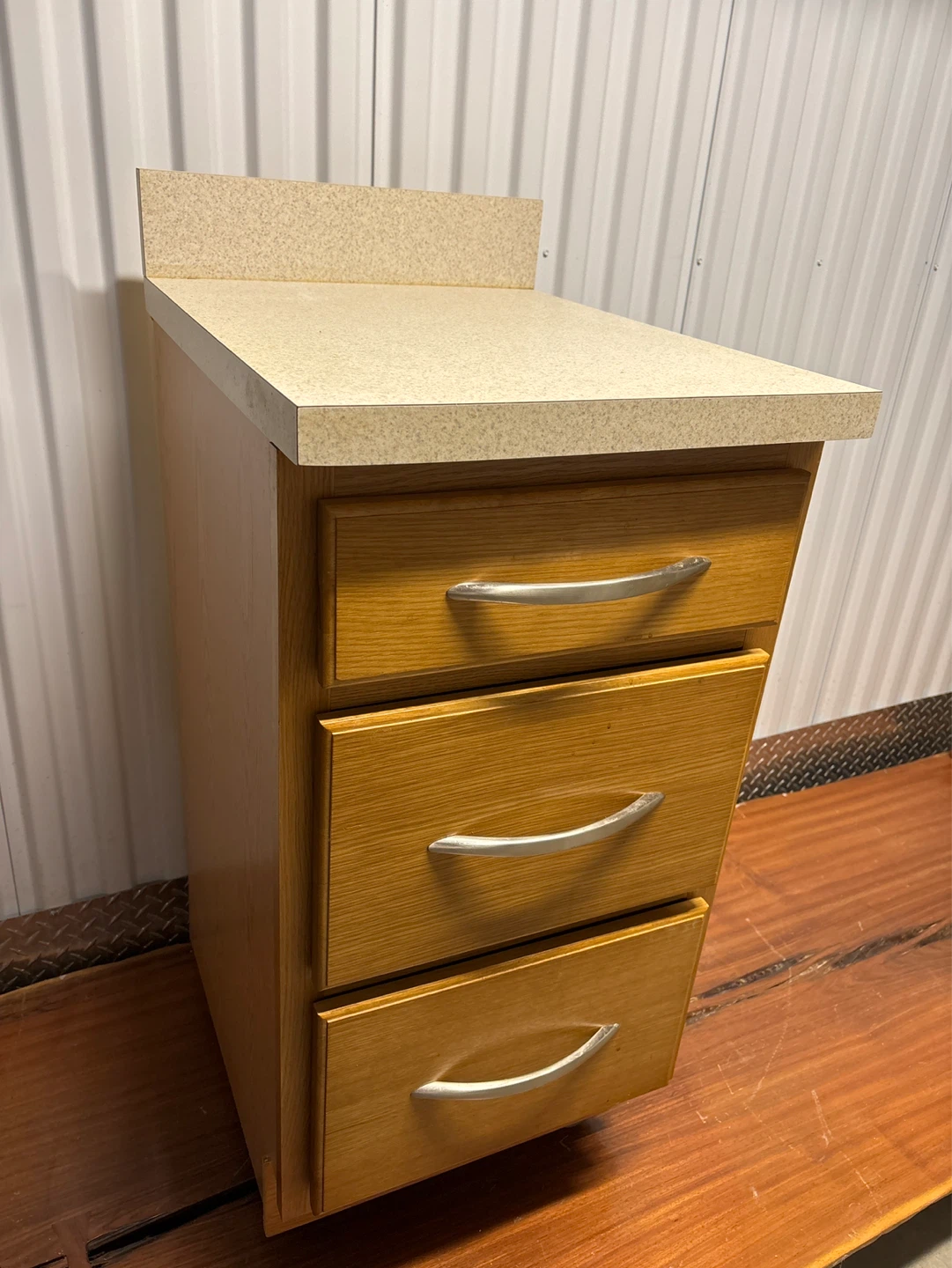 3 Drawer Wood Cabinet with Casters