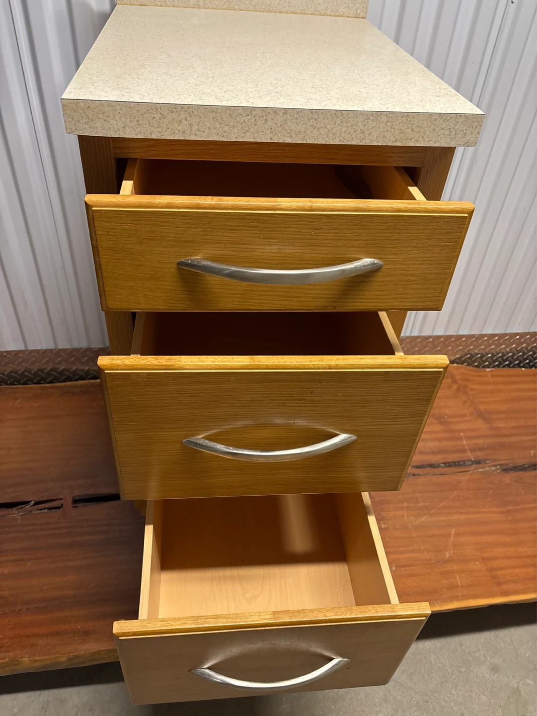 3 Drawer Wood Cabinet with Casters - photo 3