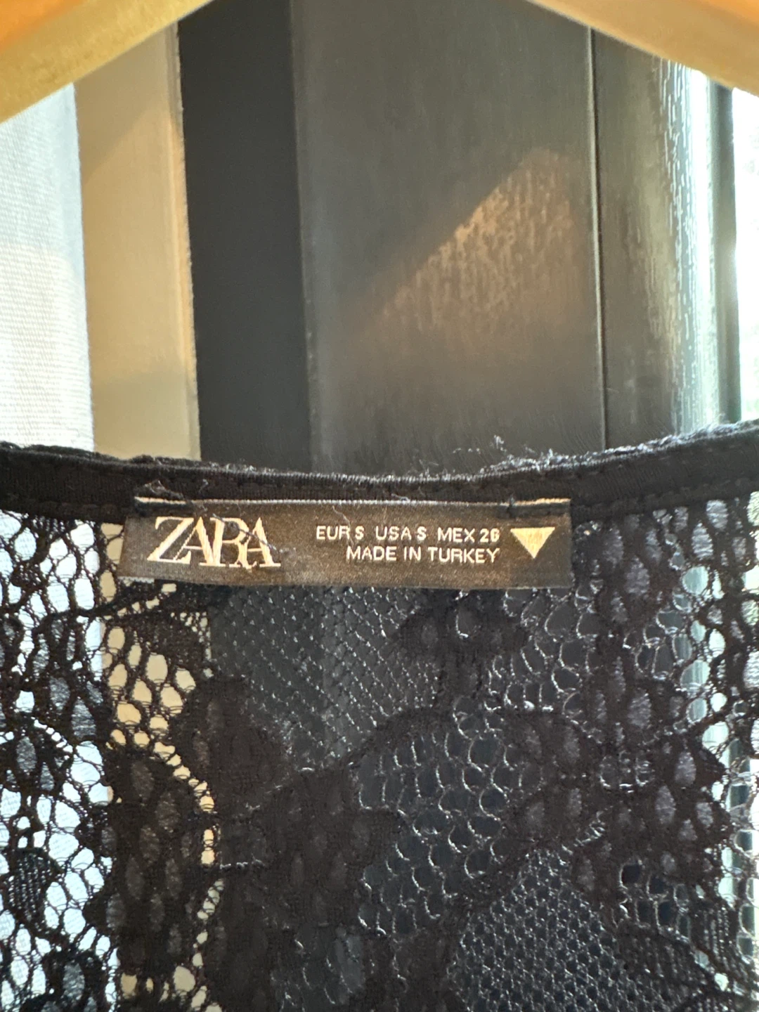Zara Black Lace Trim Ribbed Mini Dress Size S - photo 2