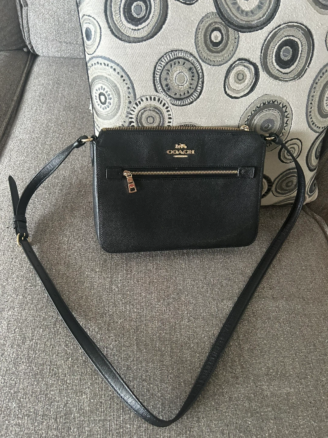 Coach Black Pebble Leather Crossbody Bag
