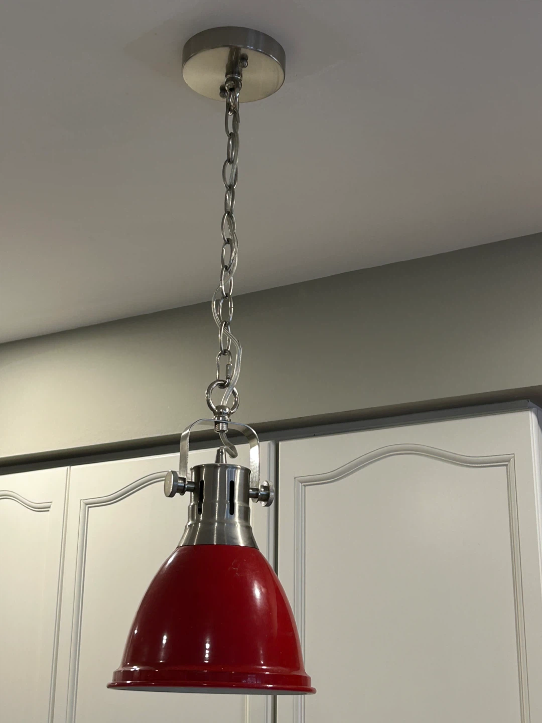 2 Red Dome Pendant Light Fixture