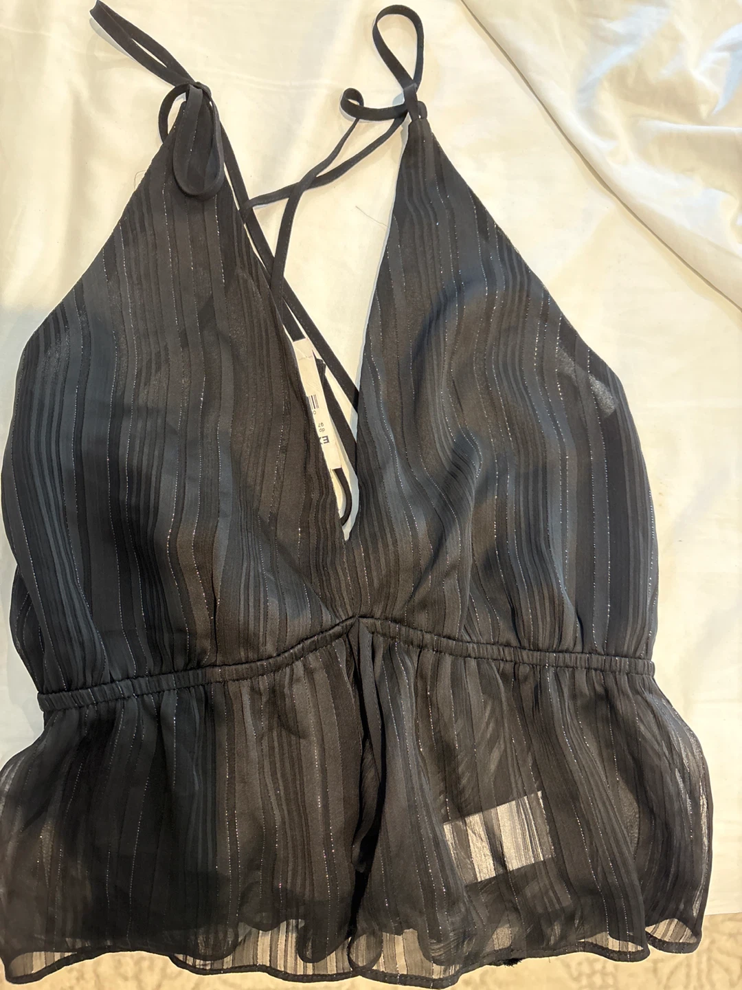 Express Black Striped Sheer Camisole Top - Size S - photo 2