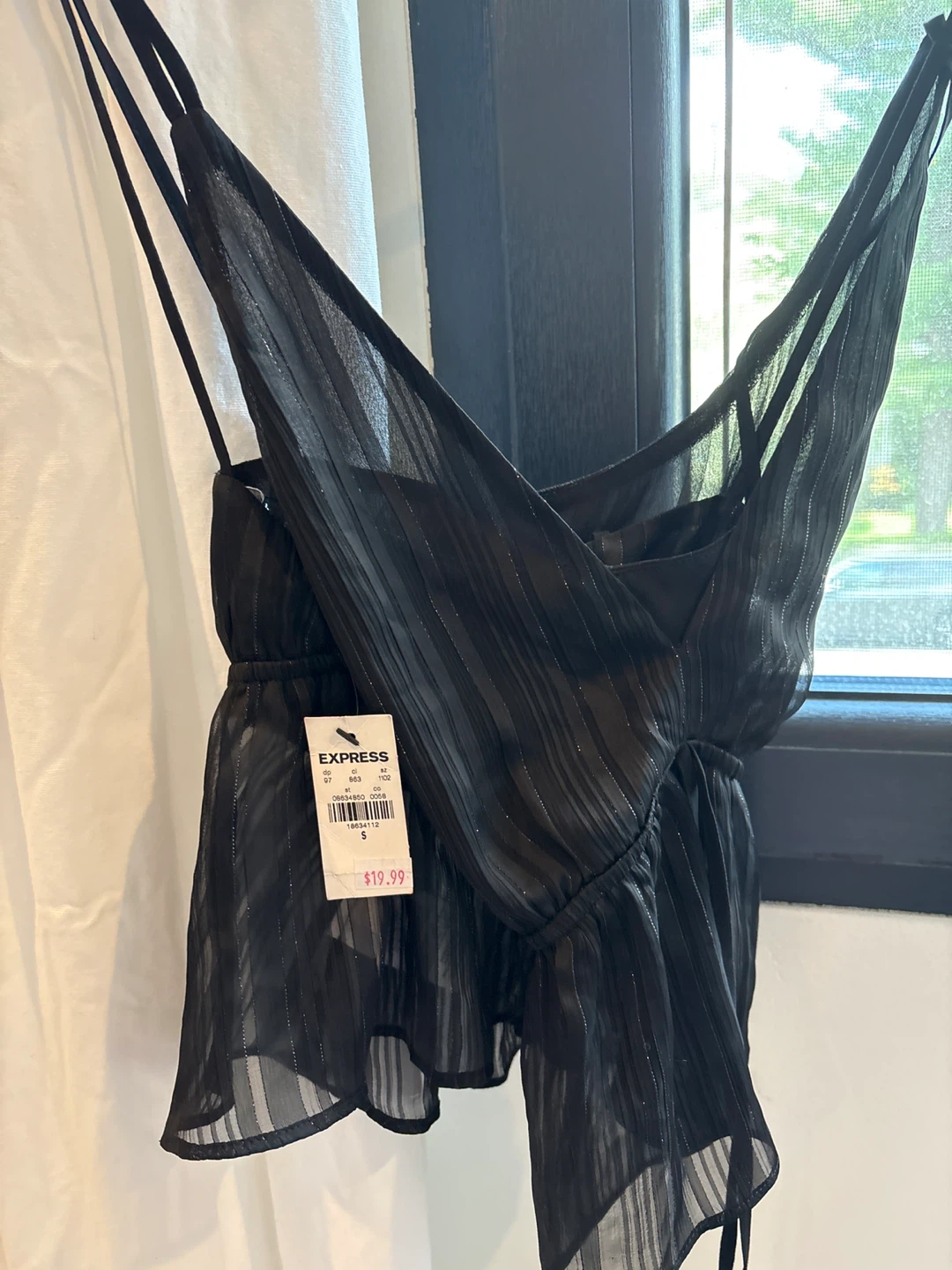 Express Black Striped Sheer Camisole Top - Size S