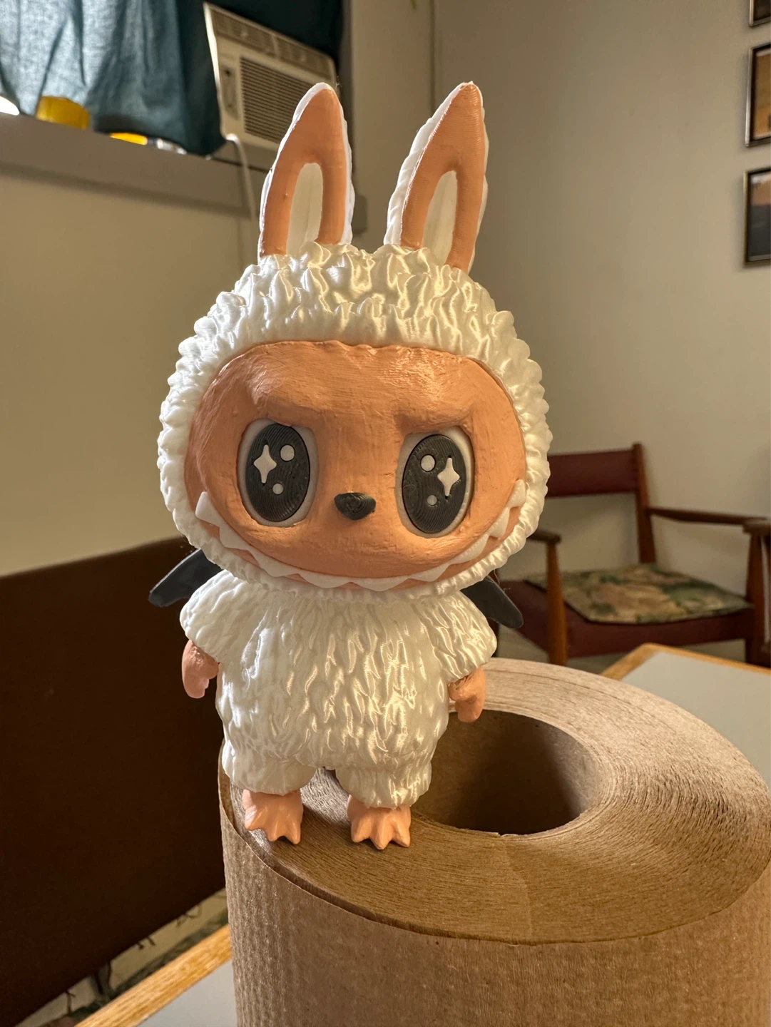 Lafufu monster White fluffy creature figurine with wings