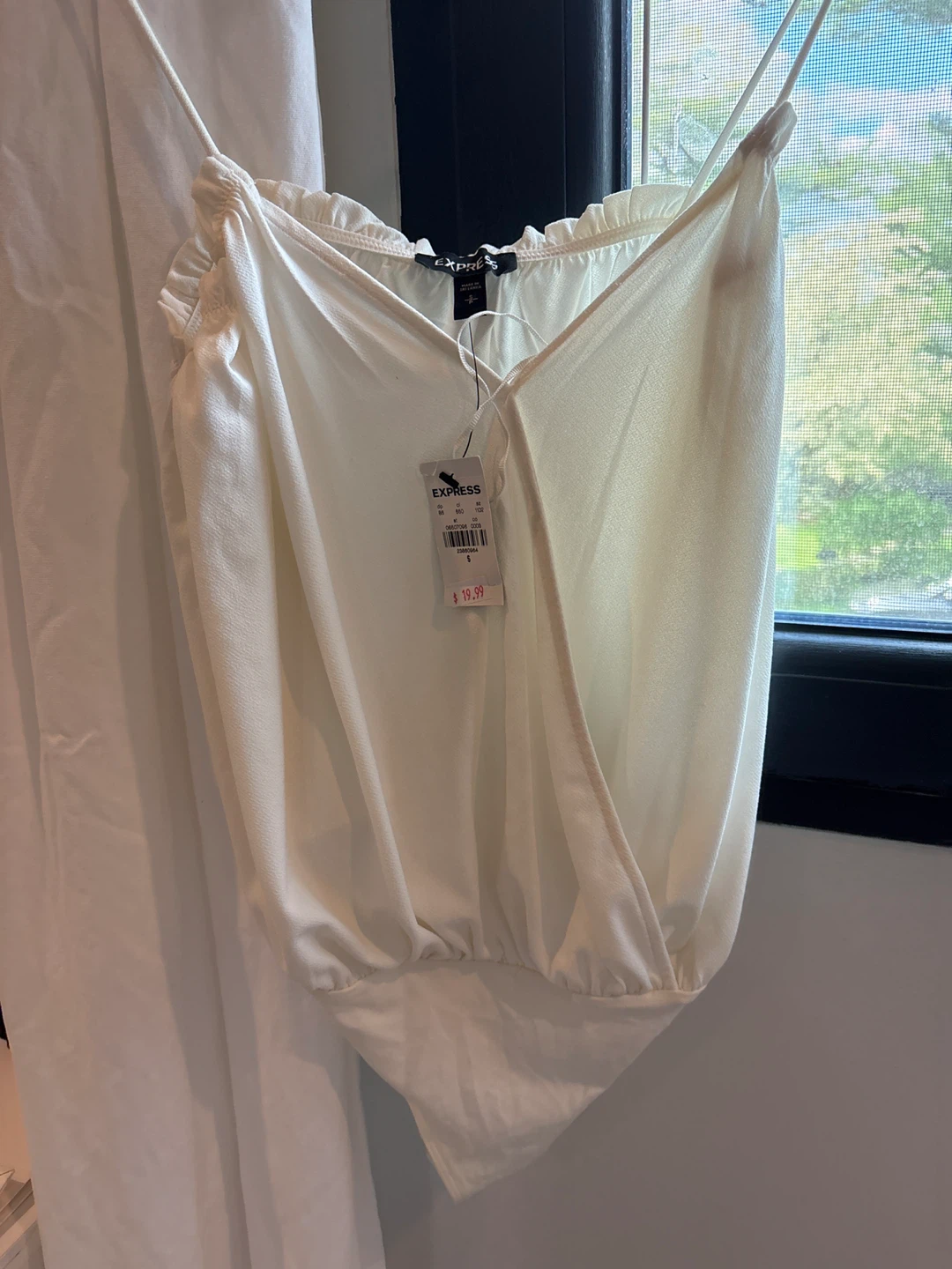 Express White Spaghetti Strap Bodysuit - Size S