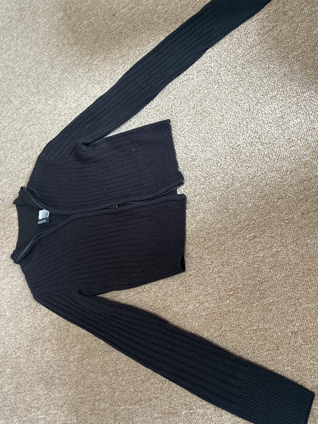 DIVIDED Black Ribbed Zip-Up Cardigan - photo 2