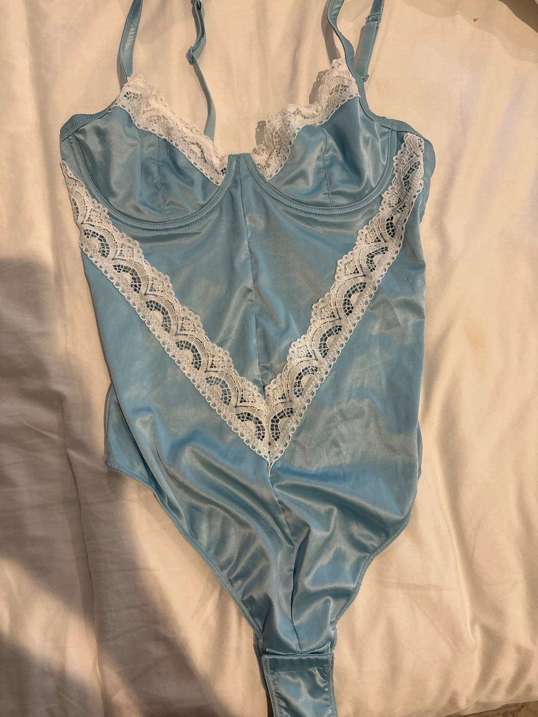 Tezenis Blue Lace Trim Bodysuit 34B - photo 2