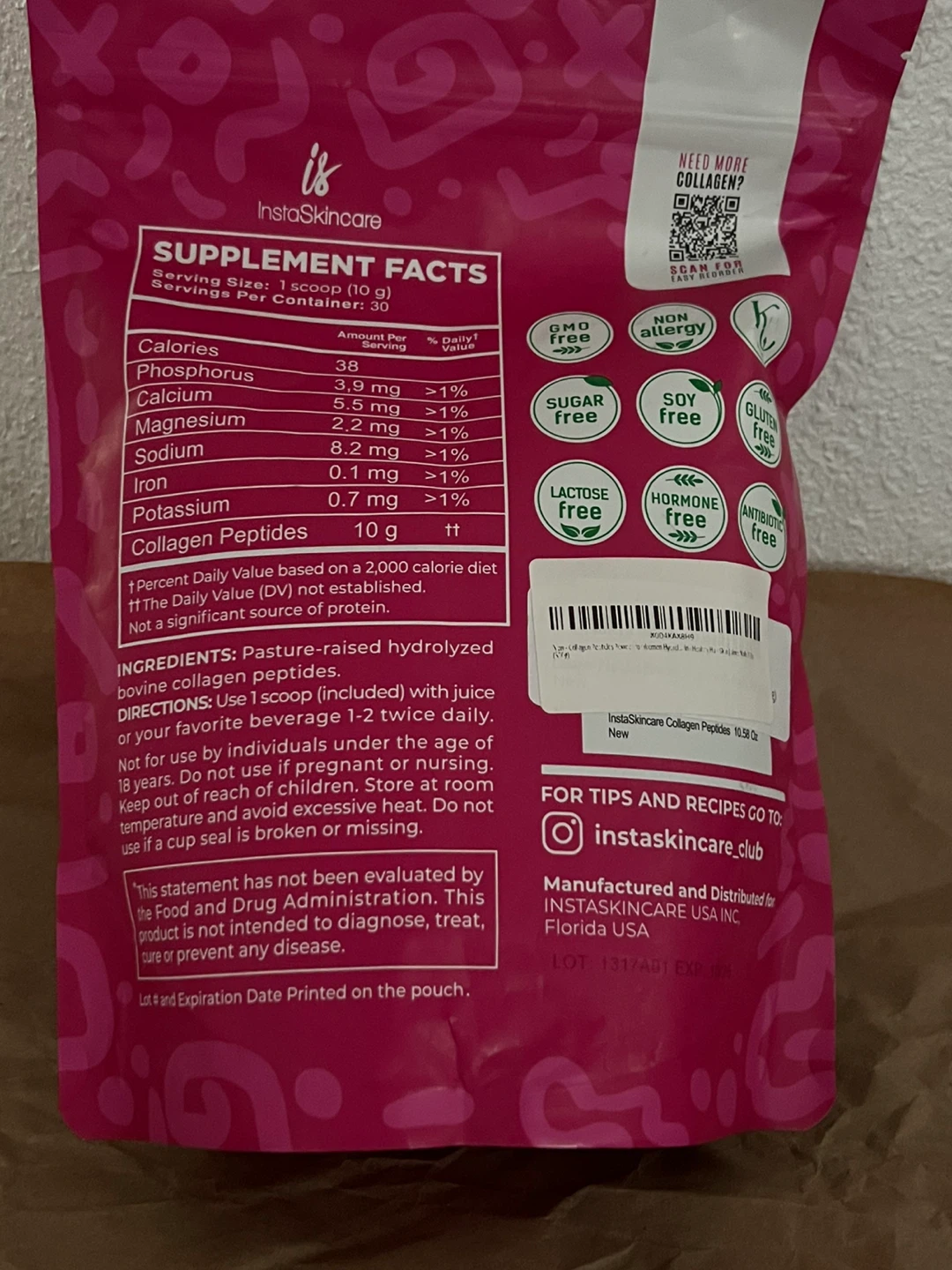 InstaSkincare®️ Collagen Peptides Unflavored Powder - 10.58 Oz - photo 3