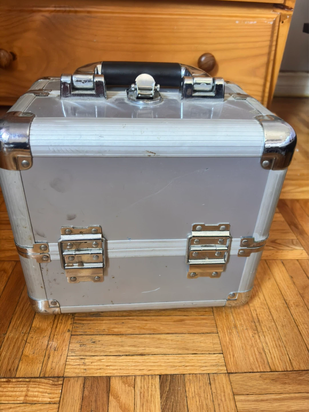 Silver Makeup Train Case
