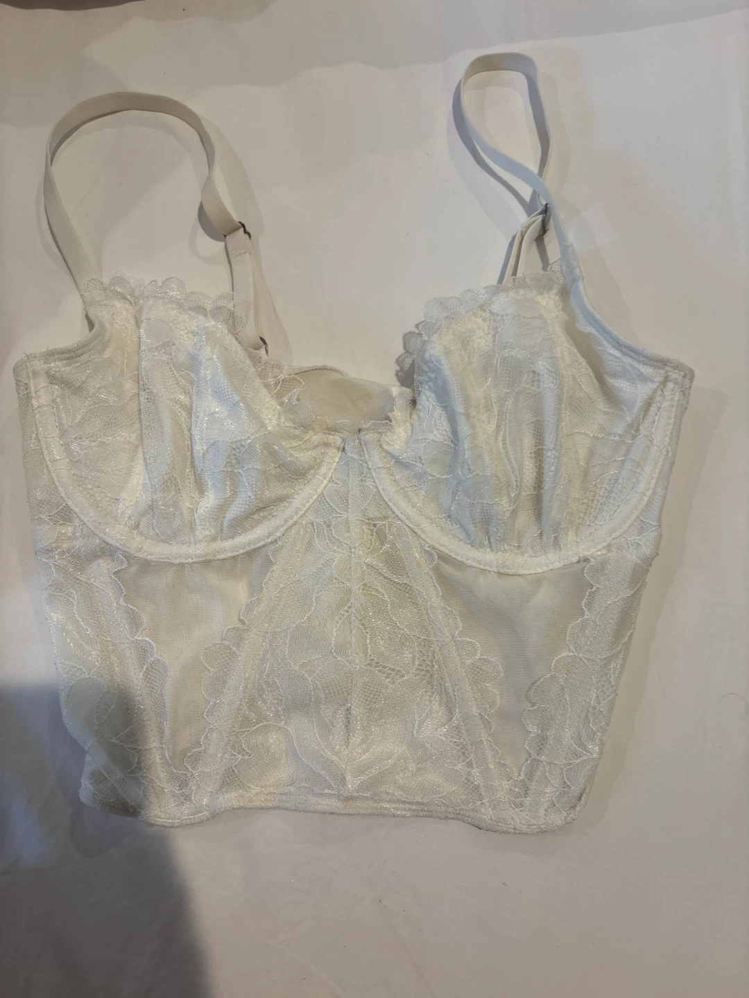 Gilly Hicks White Lace Corset Bra Top Size S