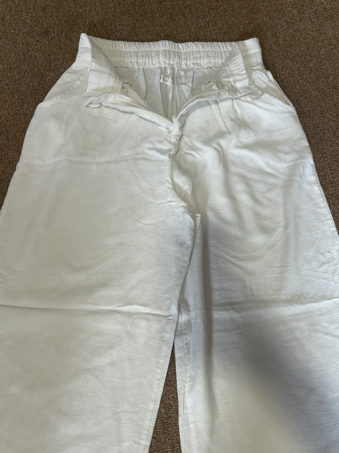 White Wide Leg linen cotton blend pant - photo 3