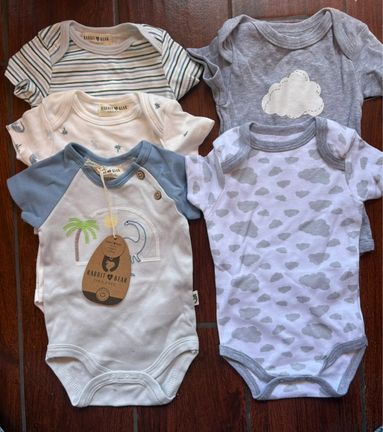 0-3M 100% Cotton Baby Bodysuits - Set of 5