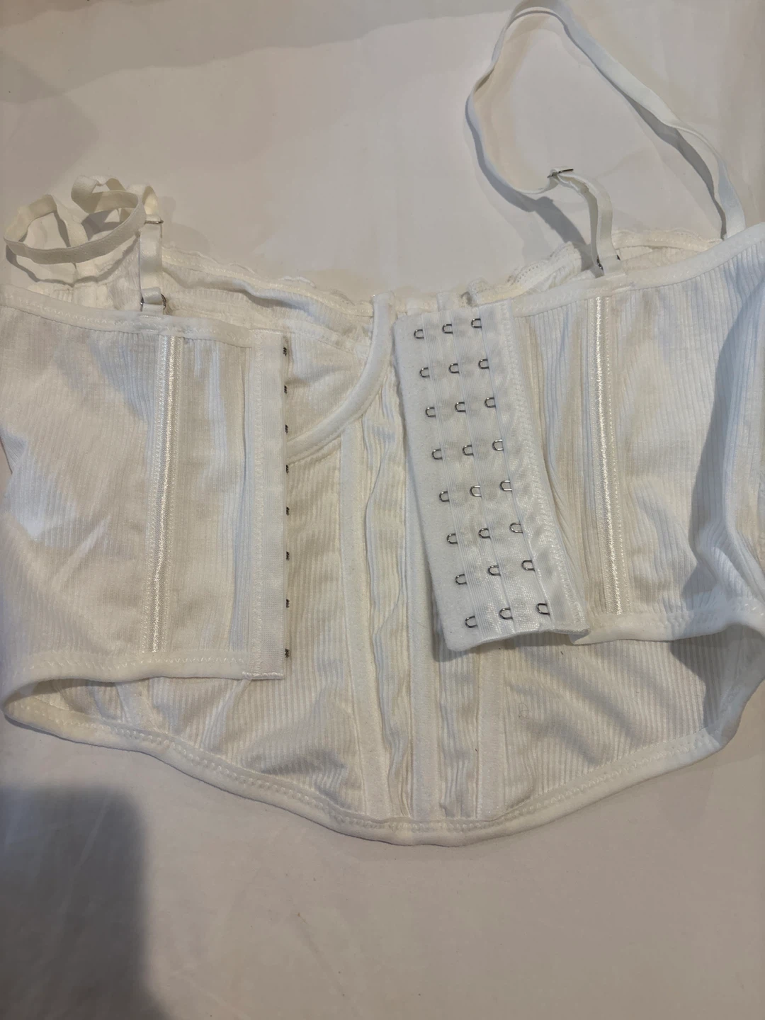 L.A. Hearts White Ribbed Corset Top Size S - photo 2