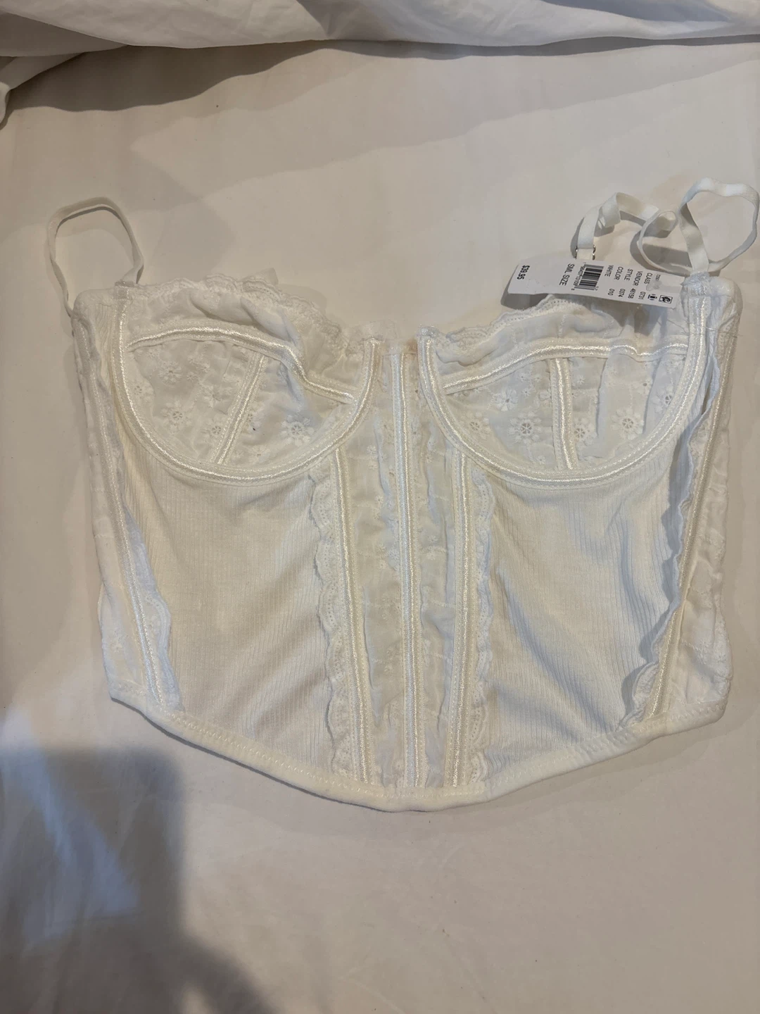 L.A. Hearts White Ribbed Corset Top Size S