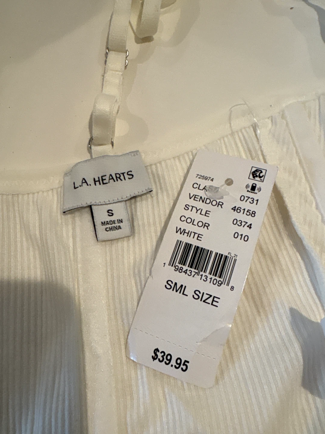 L.A. Hearts White Ribbed Corset Top Size S - photo 4