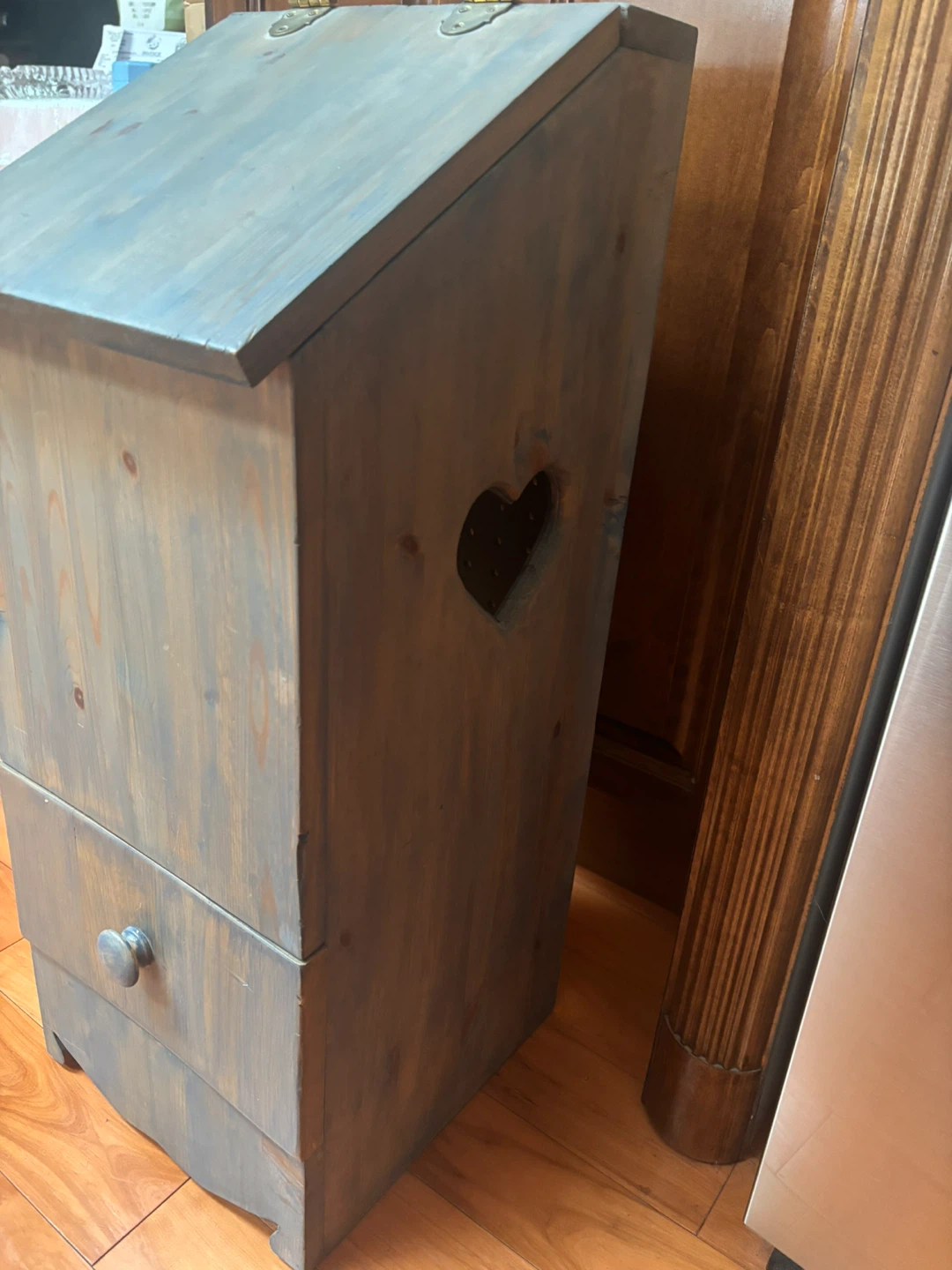 Wooden Storage Bin with Lid and Drawer - photo 2
