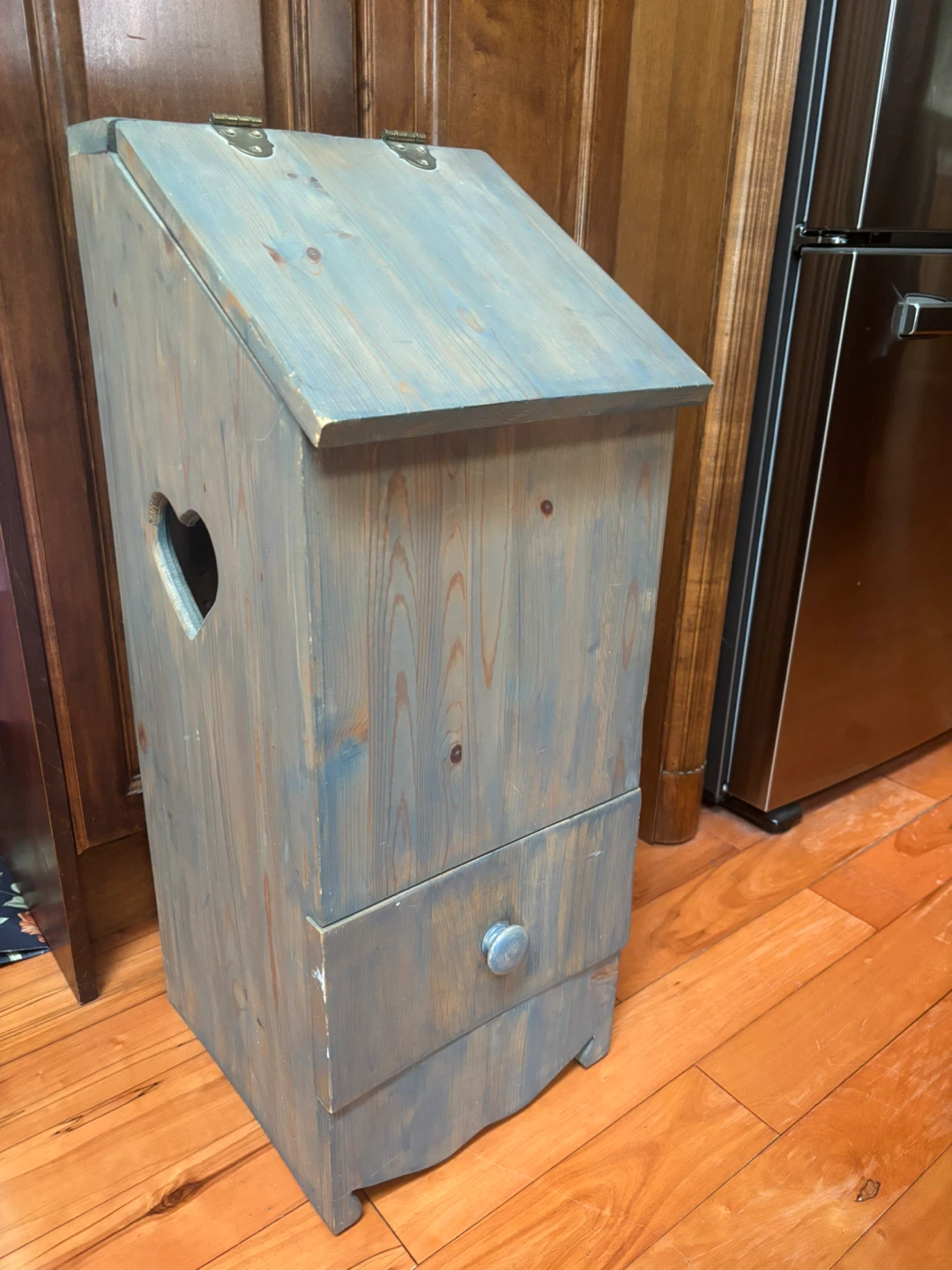 Wooden Storage Bin with Lid and Drawer