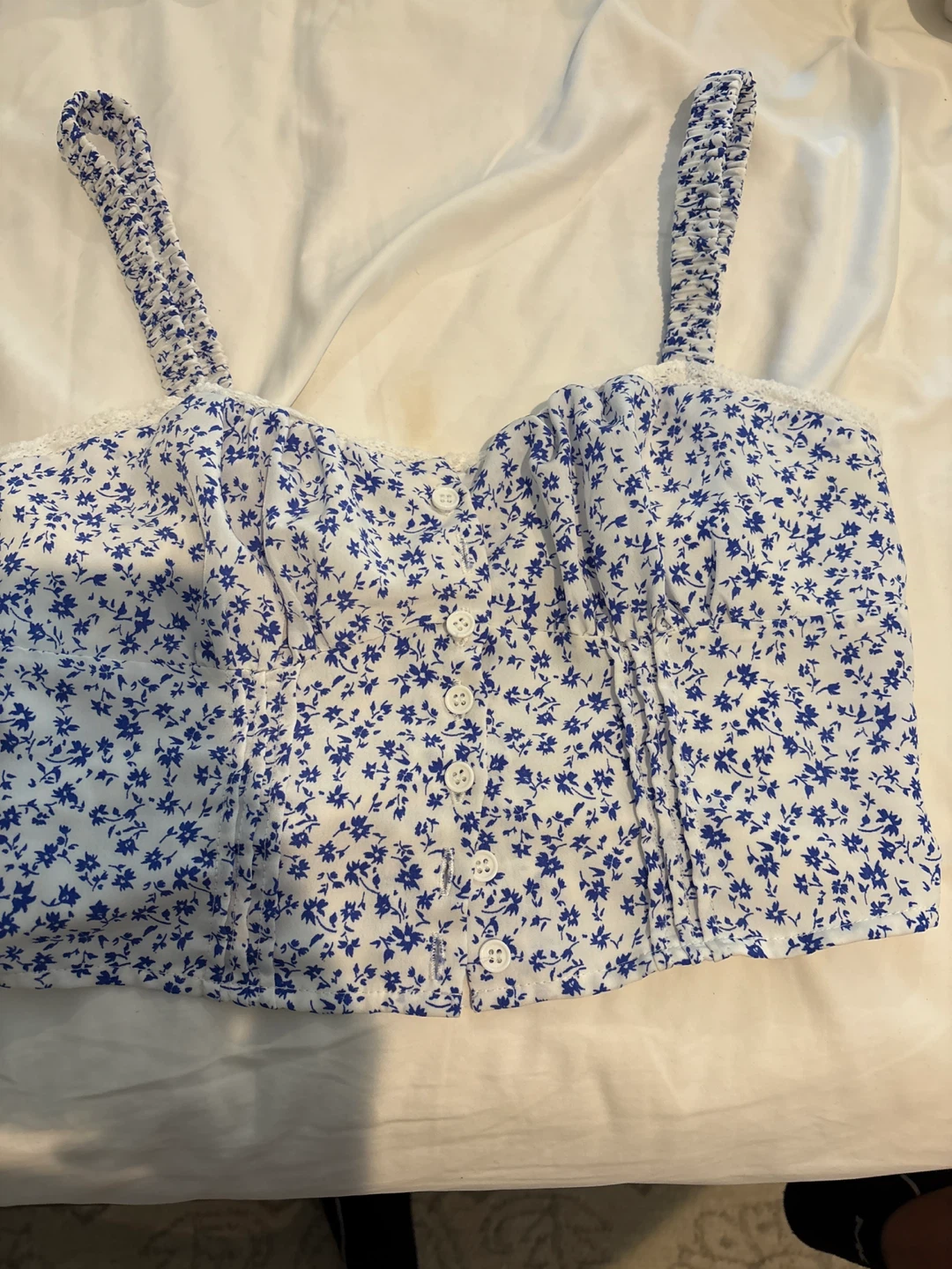Forever 21 Blue Floral Crop Top Size S