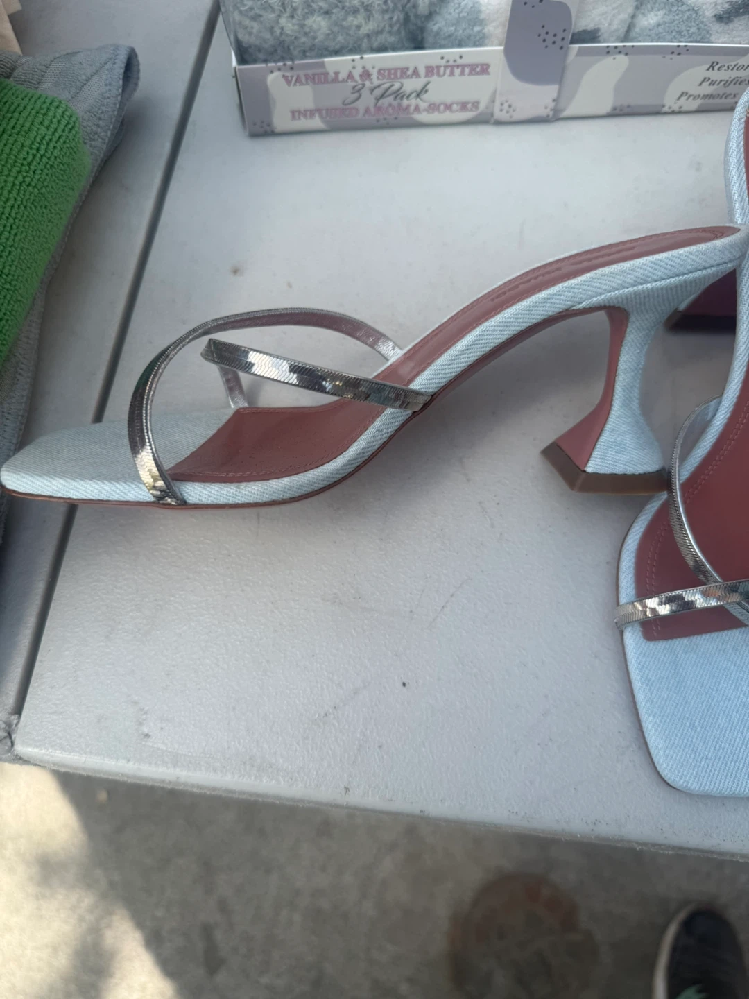 Amina Muaddi Gilda Denim Sandals Size 6 - photo 2