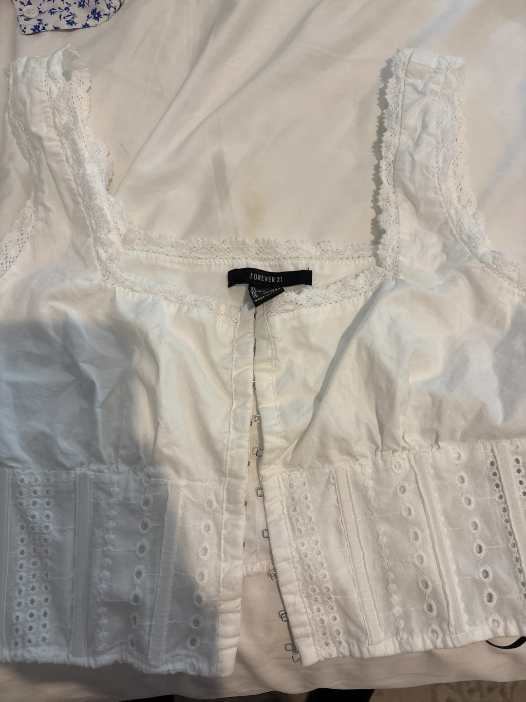 White Forever 21 Eyelet Crop Top - Size S