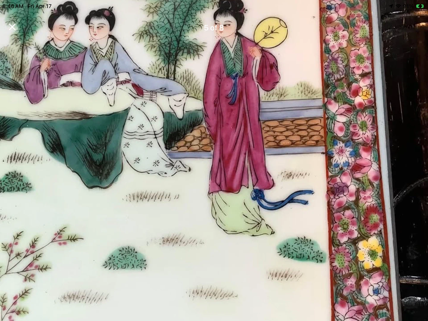 Mid Century Chinese Famille Rose Hd Ptd Porcelain Wall Art 🐞 - photo 5