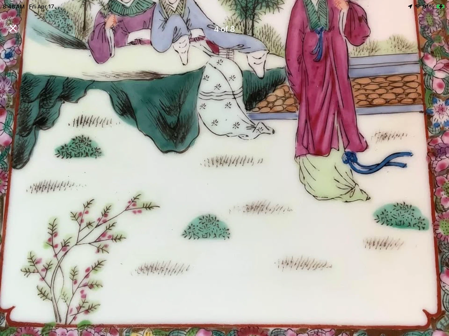 Mid Century Chinese Famille Rose Hd Ptd Porcelain Wall Art 🐞 - photo 4