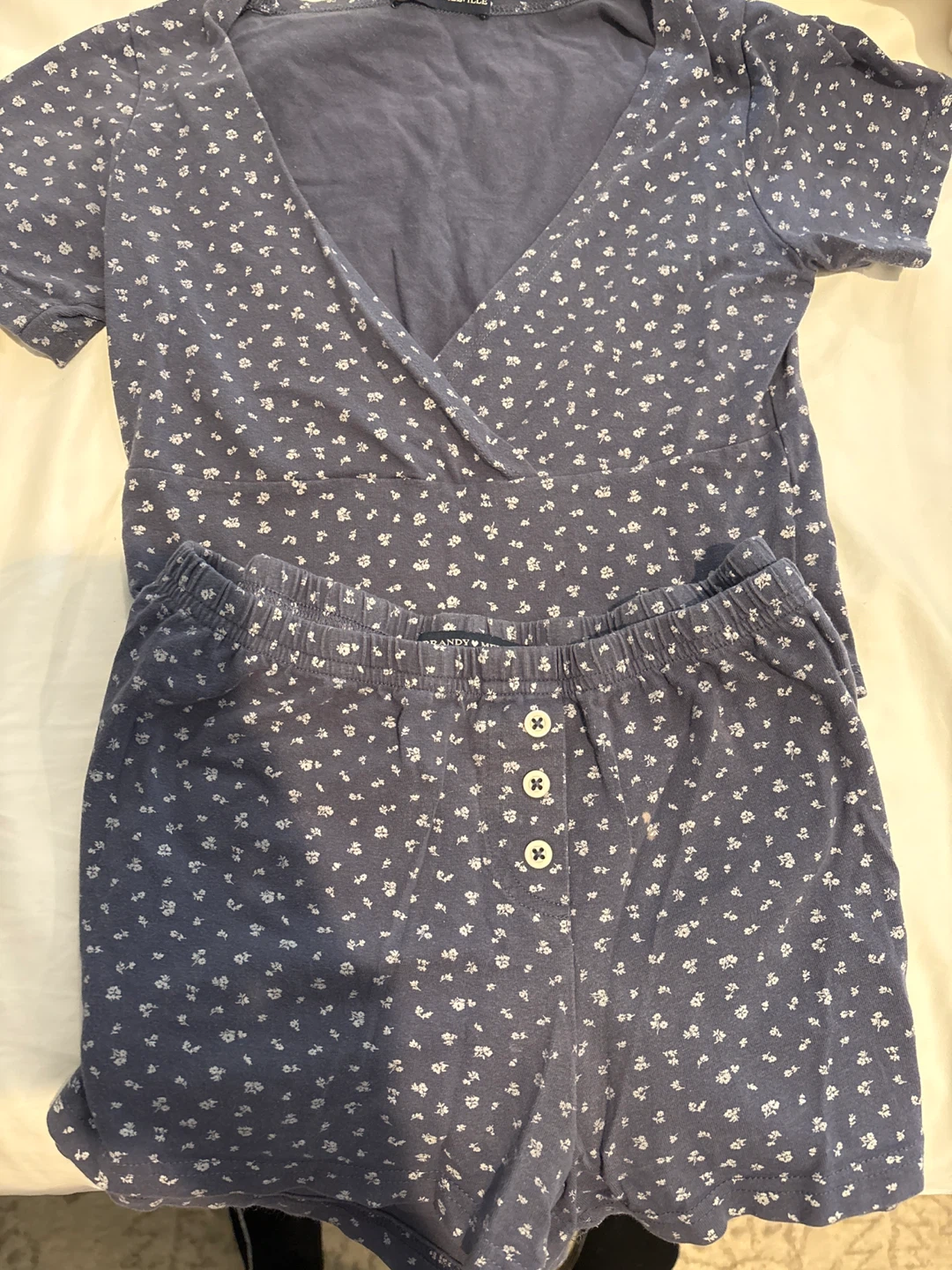 Brandy Melville Blue Floral Pajama Set