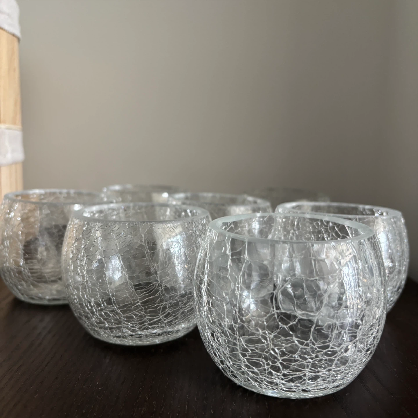 Set of 5 Crackle Glass Candle Holders 🕯️ - photo 2