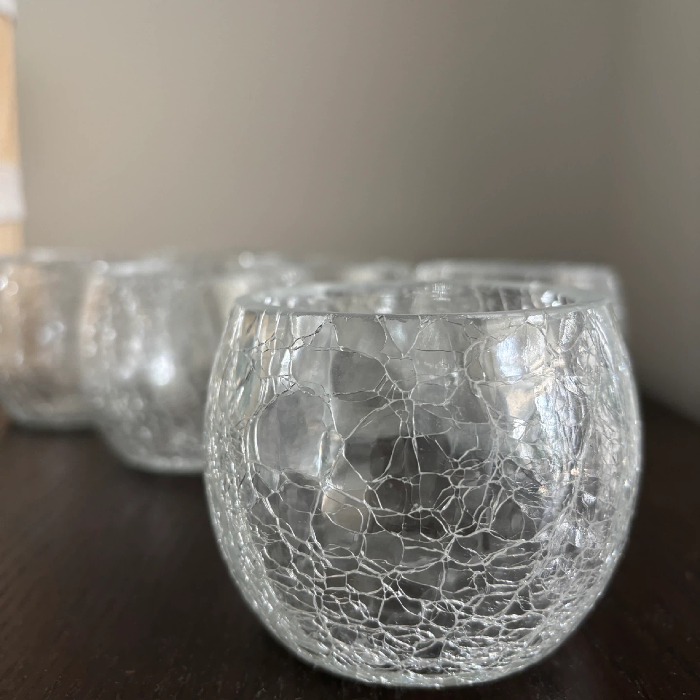 Set of 5 Crackle Glass Candle Holders 🕯️
