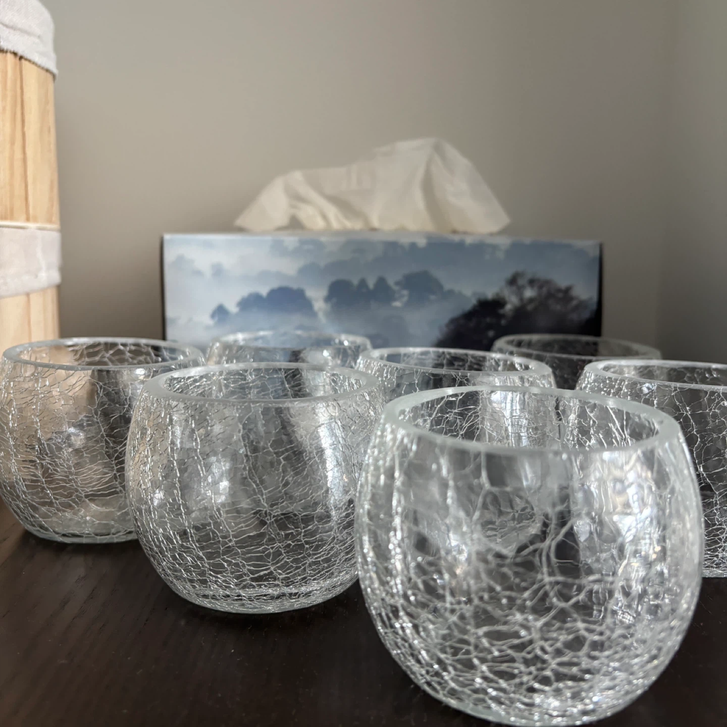 Set of 5 Crackle Glass Candle Holders 🕯️ - photo 4