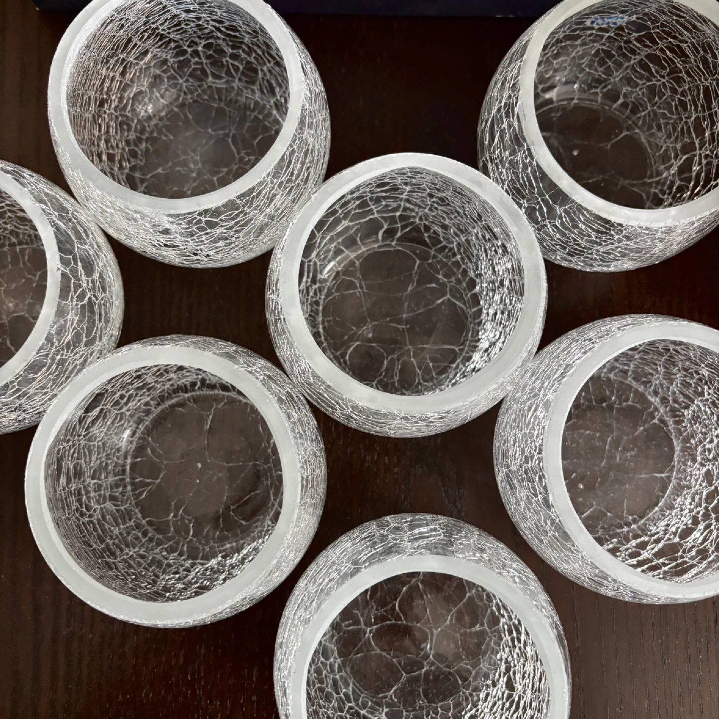 Set of 5 Crackle Glass Candle Holders 🕯️ - photo 3