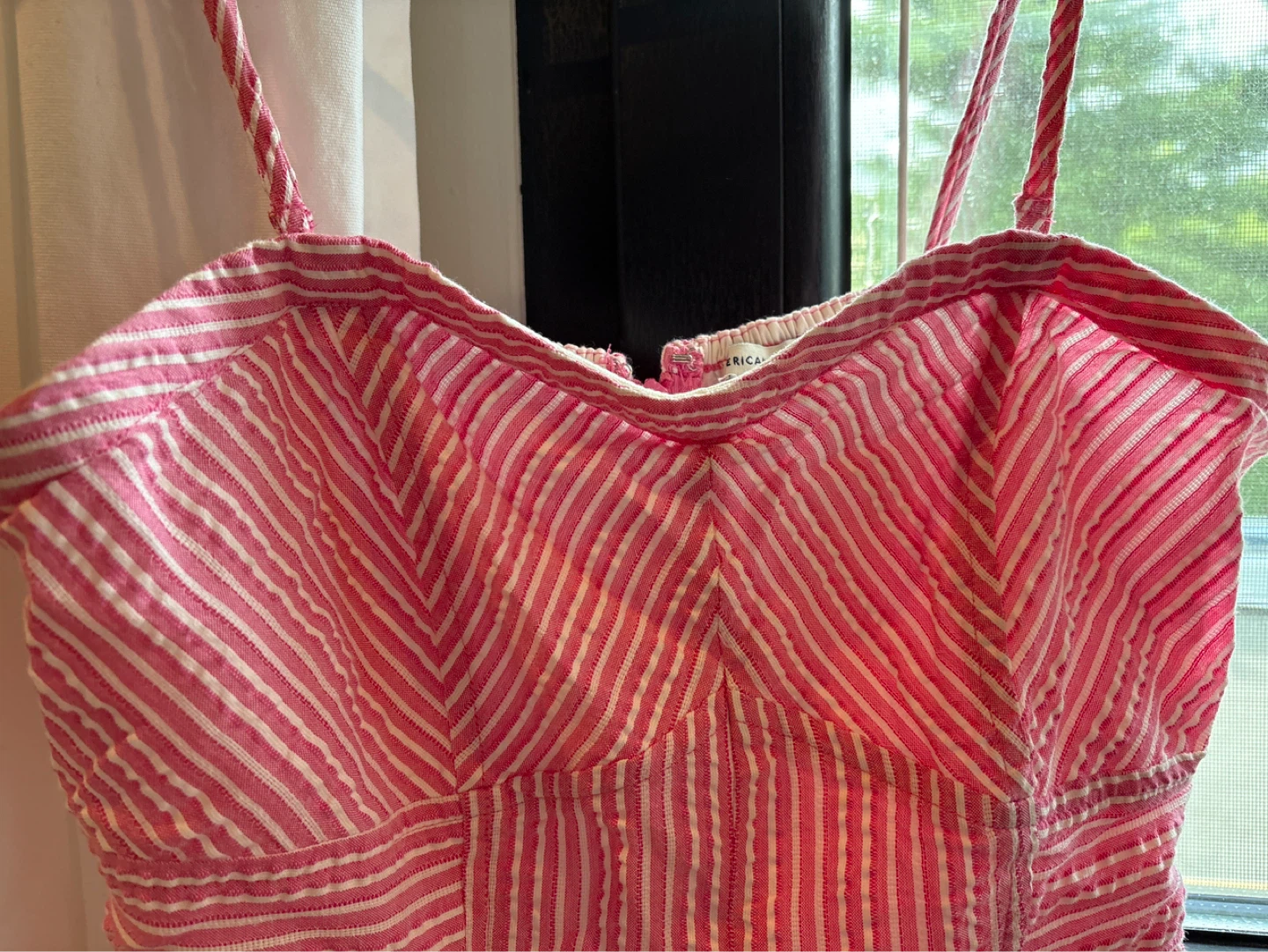 American Eagle Pink Striped Smocked Maxi Dress Size S/P - photo 3