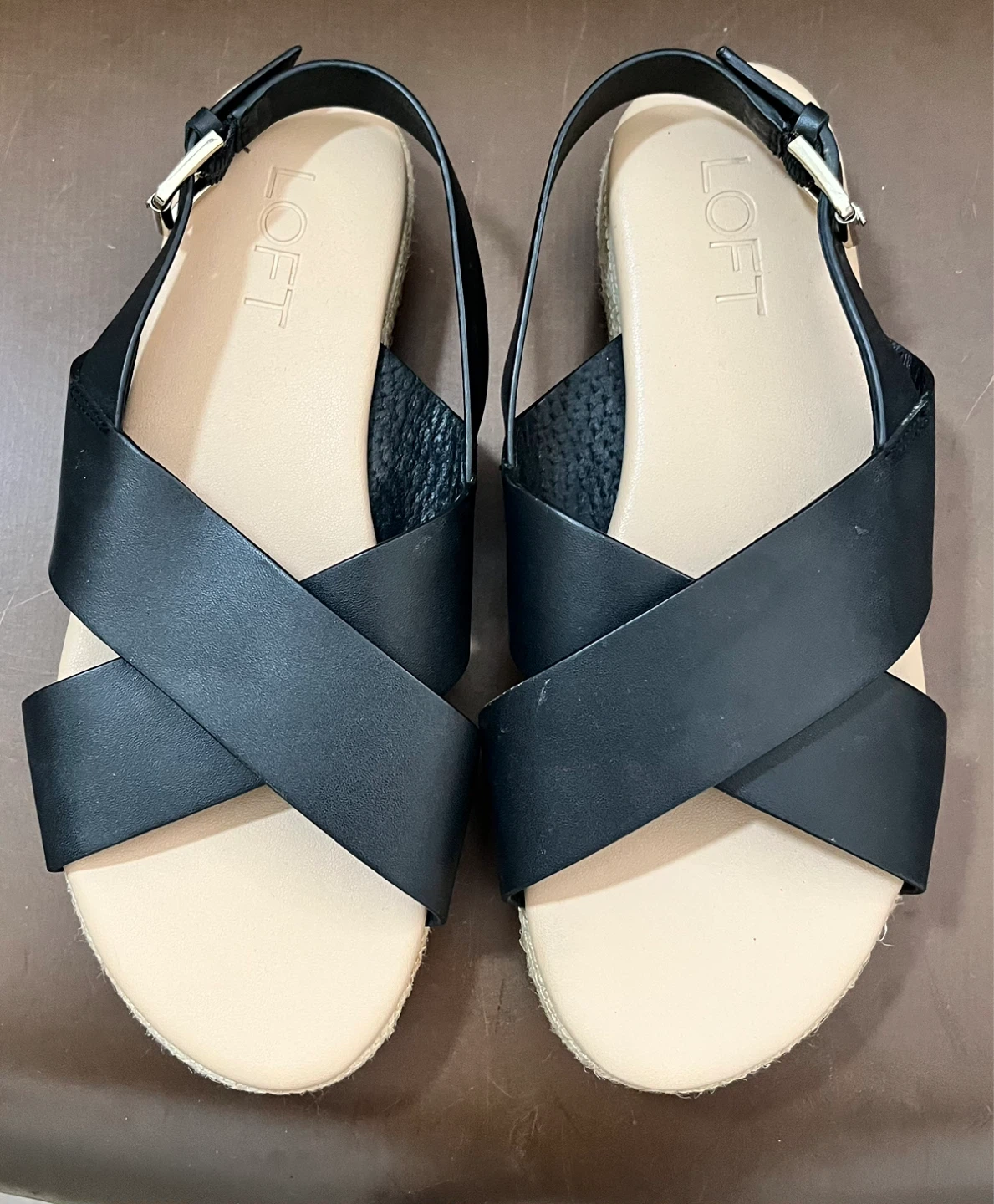 LOFT Black Espadrille Platform Sandals