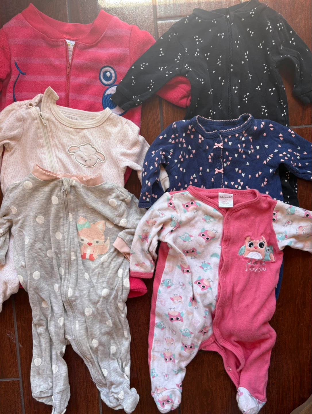 0-3M Baby Girls' Sleepers Bundle (6 Sleepers)