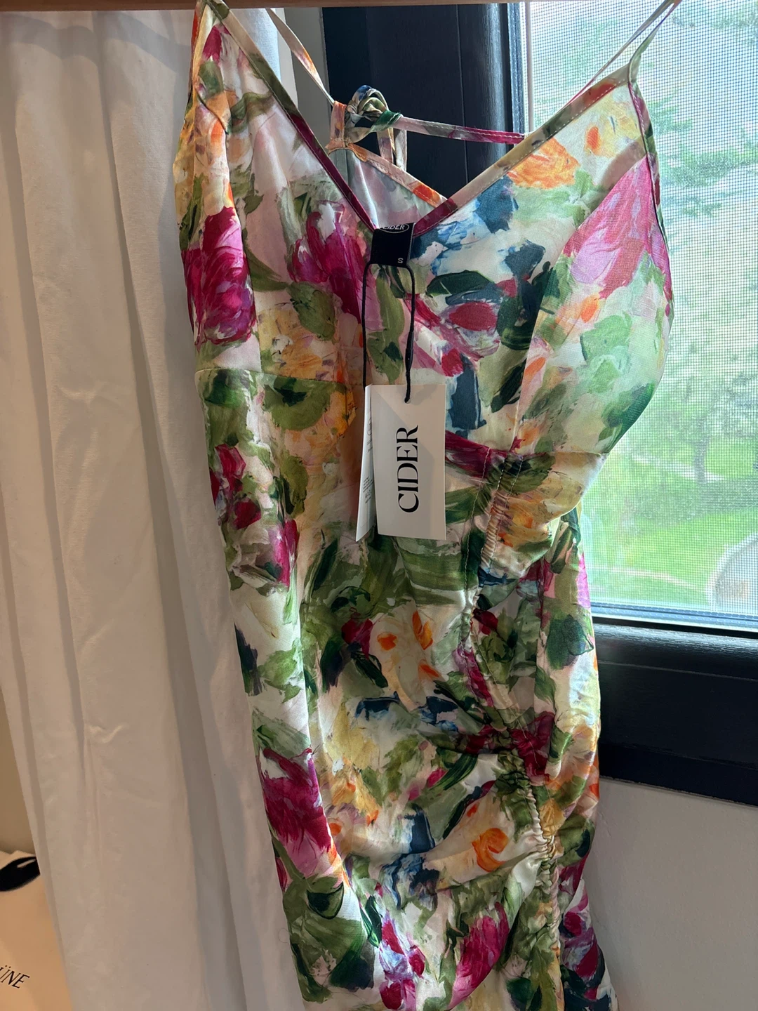 Cider Floral Ruched Mini Dress Size S - photo 2