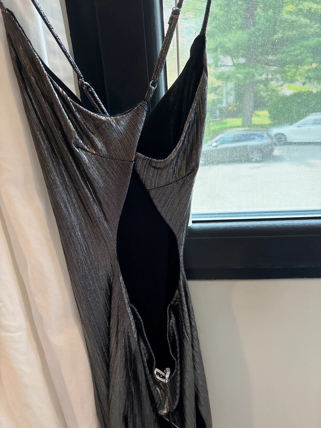 Fashion Nova Metallic Midi Dress Silver Size L - photo 3
