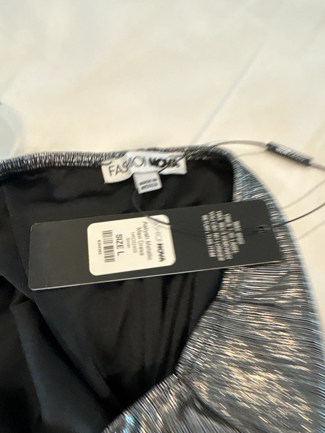 Fashion Nova Metallic Midi Dress Silver Size L - photo 4