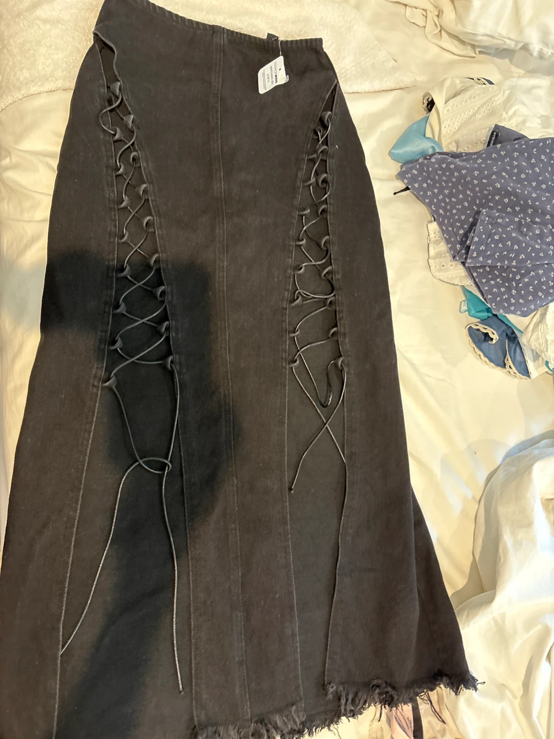 Fashion Nova Black Denim Maxi Skirt Matching Set - Size XS - photo 3