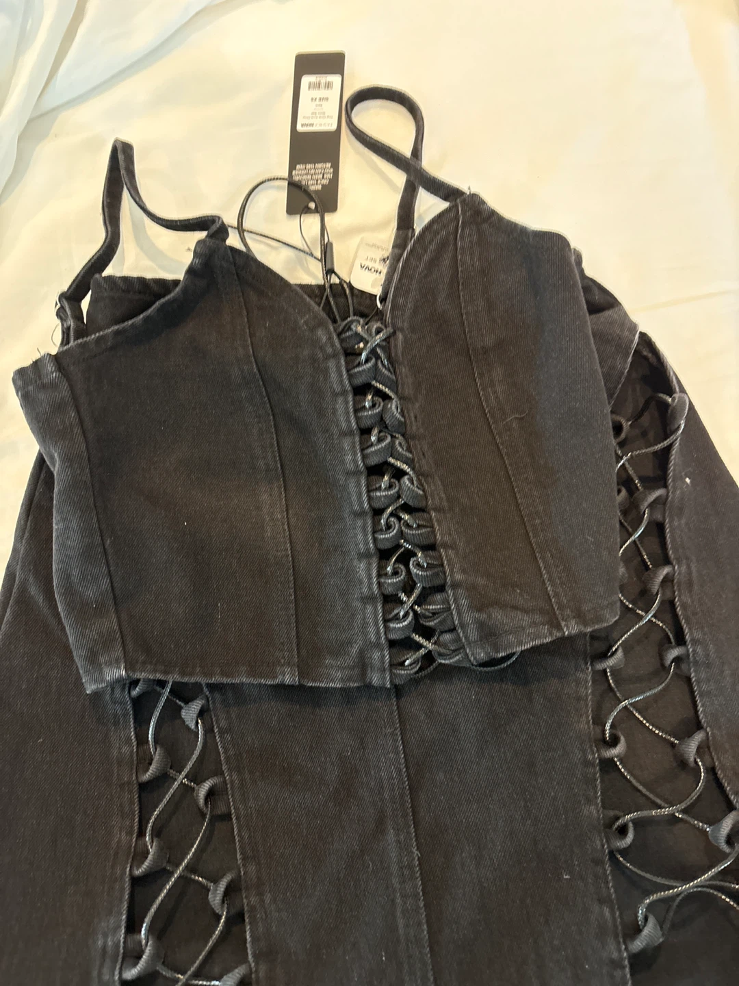 Fashion Nova Black Denim Maxi Skirt Matching Set - Size XS