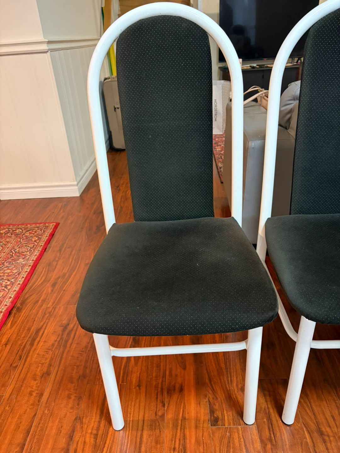 Set of 4 Black Upholstered Chairs with White Metal Frames - photo 3
