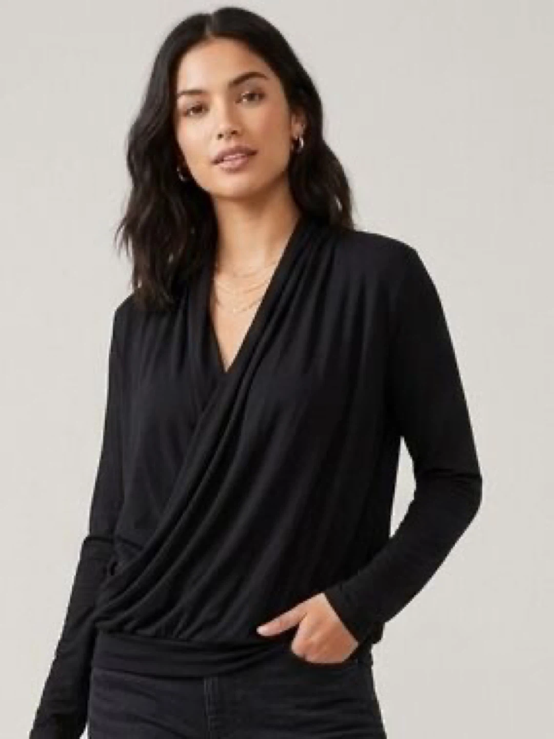 BABATON black light drape long sleeve top size small