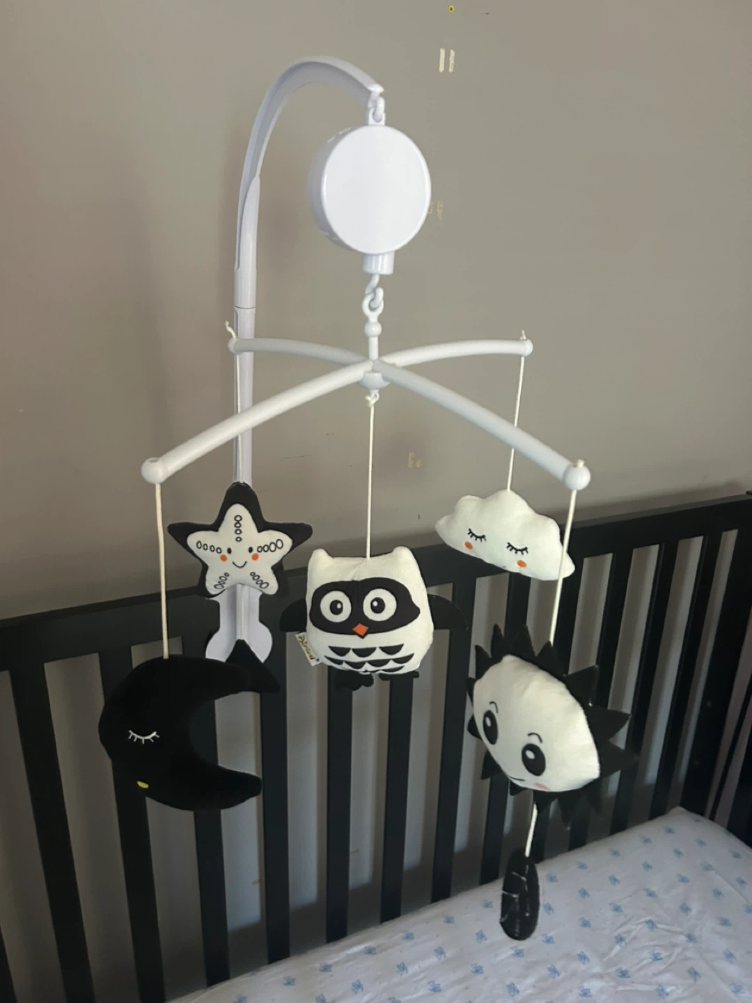 Baby Crib Mobile with Owl, Moon, Star, Cloud, and Sun